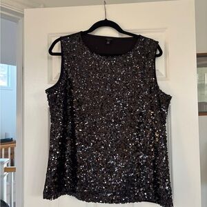 Talbots Black Sequin Sleeveless Blouse